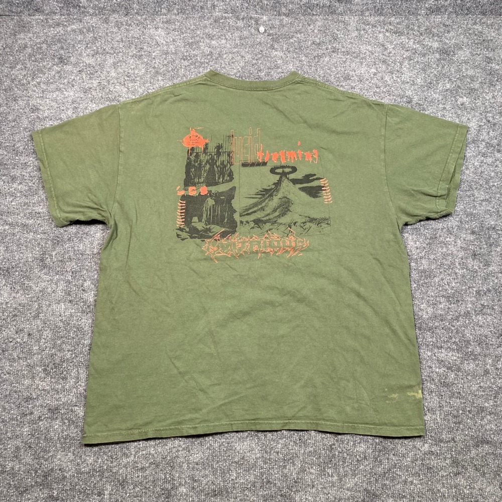 Vitriol Mens Lucid Dreaming Graphic Tee Olive Green Metal Logo Size Large